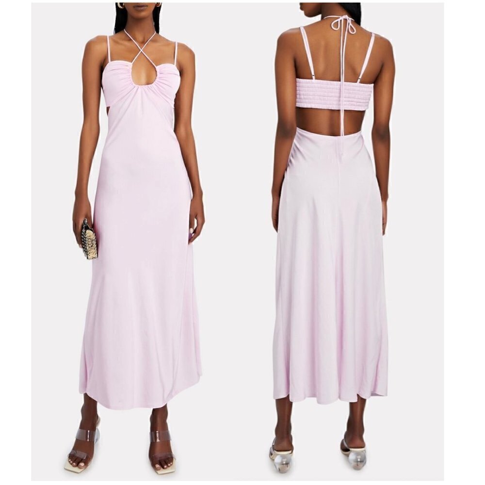 A.L.C Sienna Cut-Out Satin Midi Dress in Light Pink Size US 0